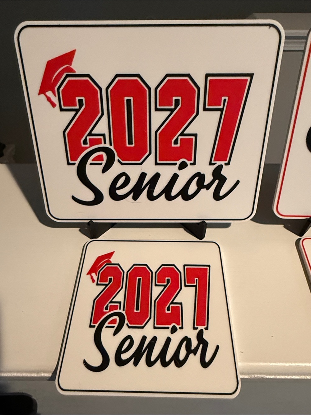 Senior 2027 signs and coaster - Red and Black Graduation gifts - Picture 3 of 7